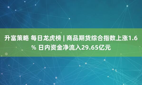升富策略 每日龙虎榜 | 商品期货综合指数上涨1.6% 日内资金净流入29.65亿元
